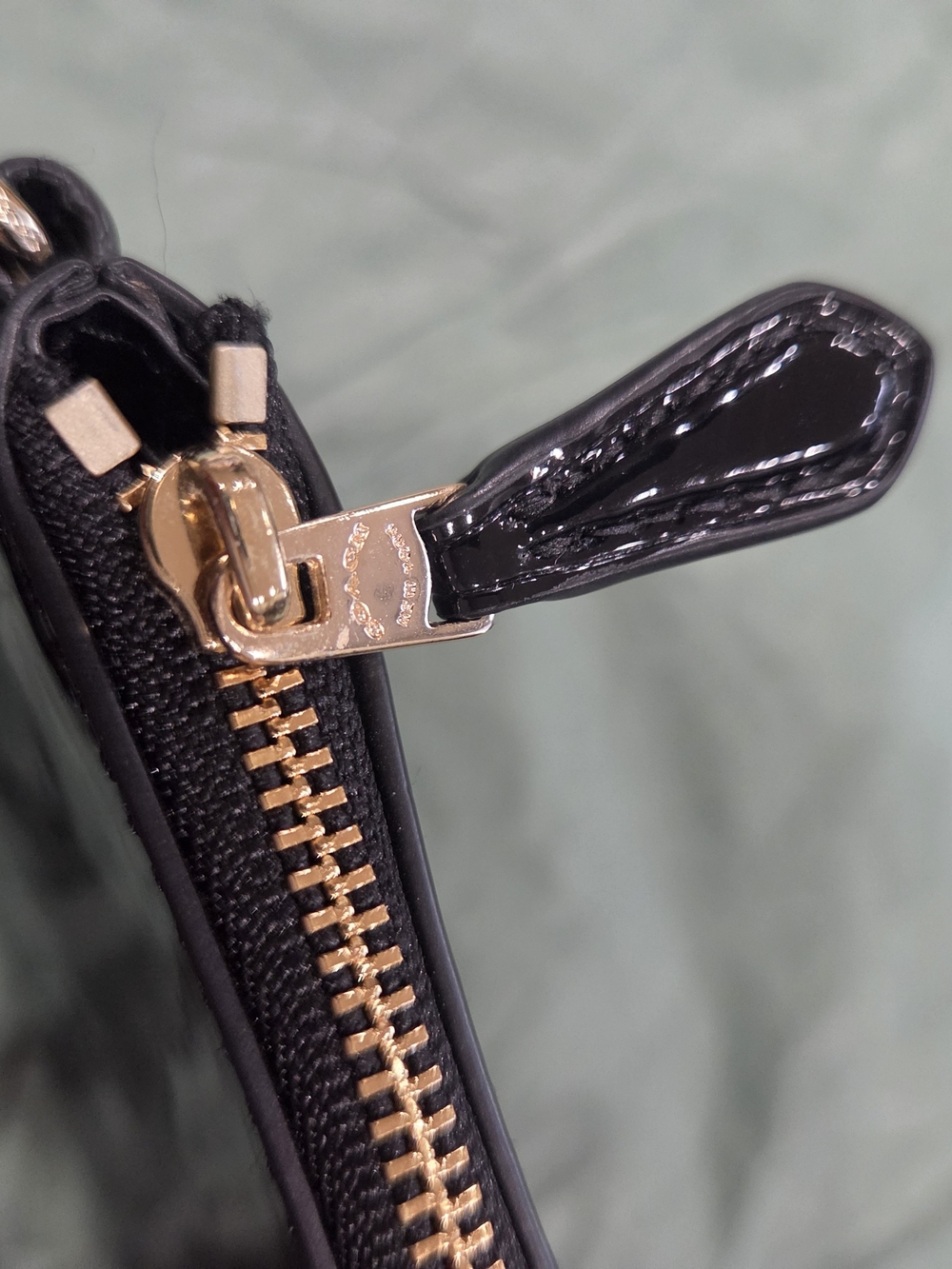 Coach Black Patent Leather Wristlet with Gold Logo - Picture 5 of 9